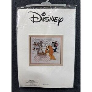 Vintage The Disney Catalog Lady and the Tramp Cross Stitch Kit Needlepoint Craft